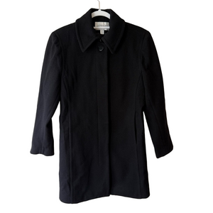 Fairweather Vintage Elegant Black Women's Wool Blend Pea Coat Size 4P Cozy